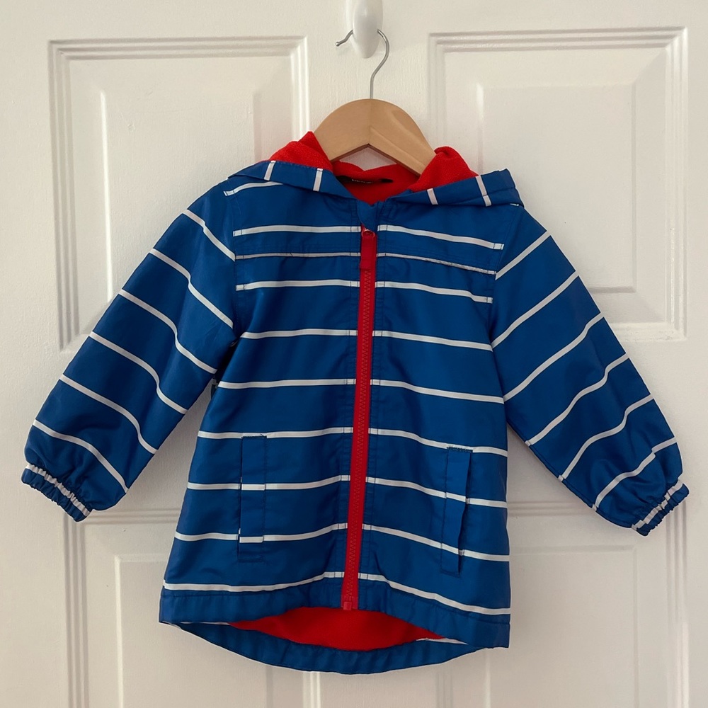 George Blue Striped Fleece Nylon Hooded Toddler Jacket